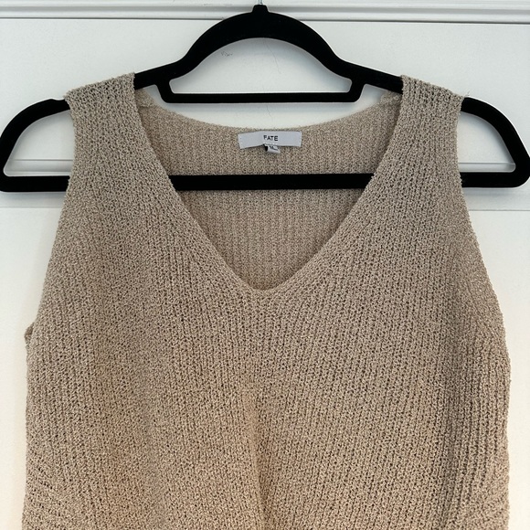 Fate | Tan Knit V Neck Top - Picture 3 of 5